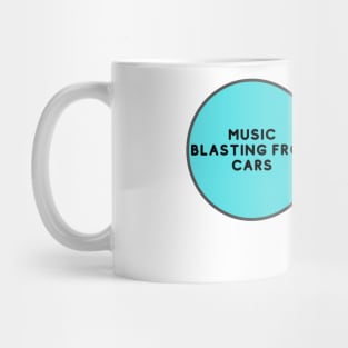 Venn Diagram: Music blasting from cars vs. Music we want to hear Mug